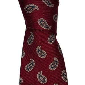 Vintage Polo Ralph Lauren Silk Necktie Mens Burgundy Paisley Designer Tie EUC